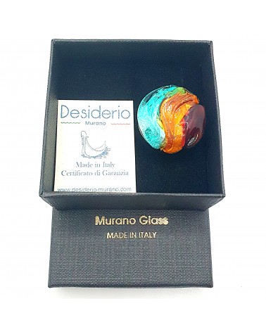 Bague ronde verre Murano collection vague bijoux fait à la main