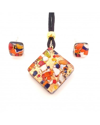 Parure carré en verre de Murano bijoux fantaisies made in Italie