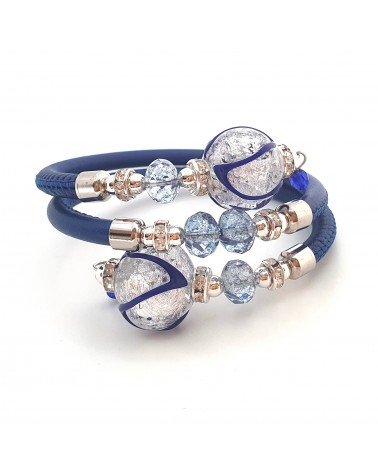 Bracelet Aida en cuir et perles en verre de Murano bijoux fantaisies artisans italiens