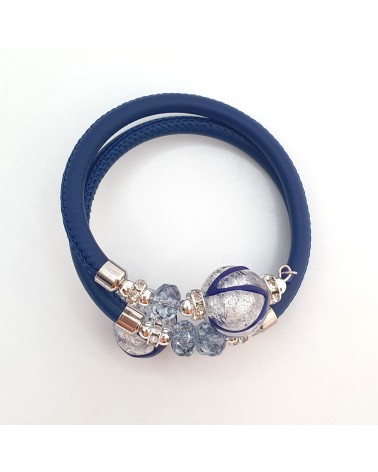 Bracelet Aida en cuir et perles en verre de Murano bijoux fantaisies artisans italiens