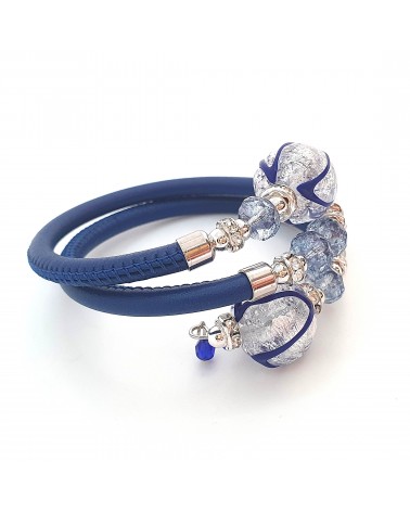 Bracelet Aida en cuir et perles en verre de Murano bijoux fantaisies artisans italiens