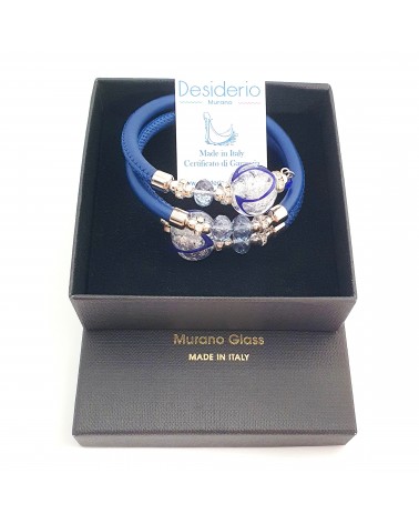 Bracelet Aida en cuir et perles en verre de Murano bijoux fantaisies artisans italiens