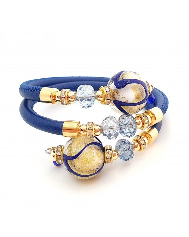 Bracelet Aida en cuir et perles en verre de Murano bijoux fantaisies artisans italiens