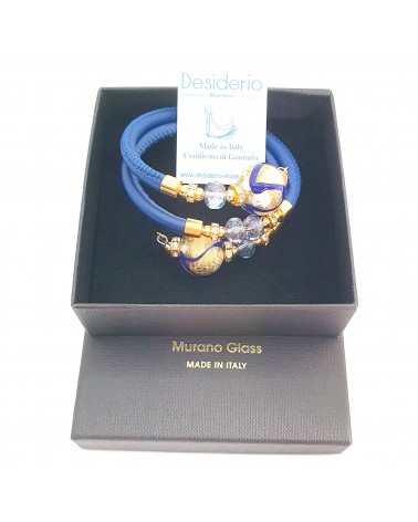 Bracelet Aida en cuir et perles en verre de Murano bijoux fantaisies artisans italiens