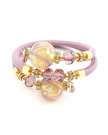 Bracelet Aida en cuir noir et perles en verre de Murano bijoux fantaisies artisans italiens