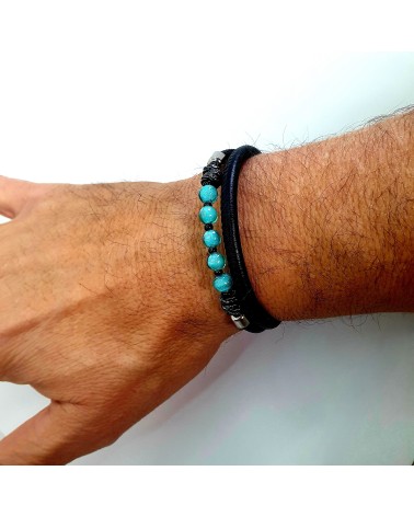 Bracelet en cuir de Toscane et verre de Murano bijoux fantaisies made in Italy