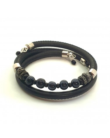 Bracelet en cuir de Toscane et verre de Murano bijoux fantaisies made in Italy