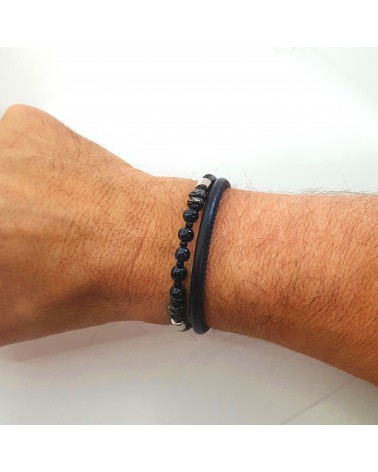 Bracelet en cuir de Toscane et verre de Murano bijoux fantaisies made in Italy