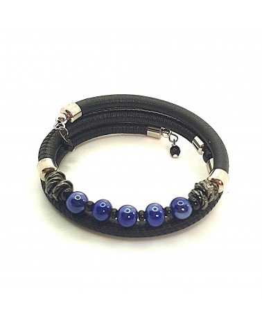 Bracelet en cuir de Toscane et verre de Murano bijoux fantaisies made in Italy