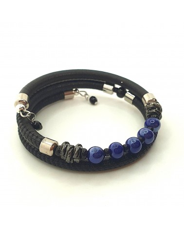 Bracelet en cuir de Toscane et verre de Murano bijoux fantaisies made in Italy