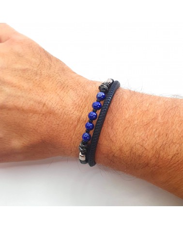 Bracelet en cuir de Toscane et verre de Murano bijoux fantaisies made in Italy