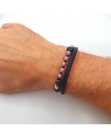 Bracelet en cuir de Toscane et verre de Murano bijoux fantaisies made in Italy