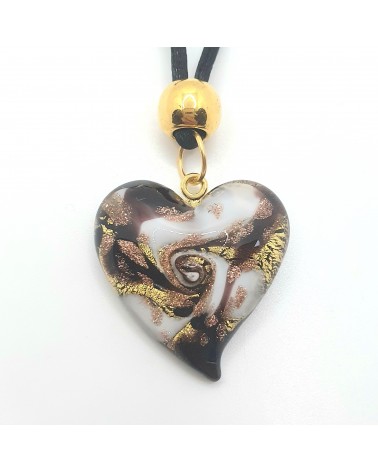 Pendentif cœur vortex en verre de Murano bijoux fantaisies fait à la main