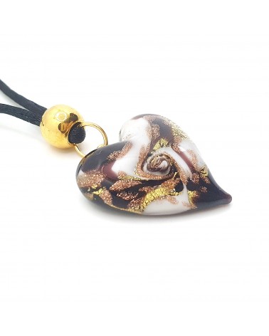 Pendentif cœur vortex en verre de Murano bijoux fantaisies fait à la main