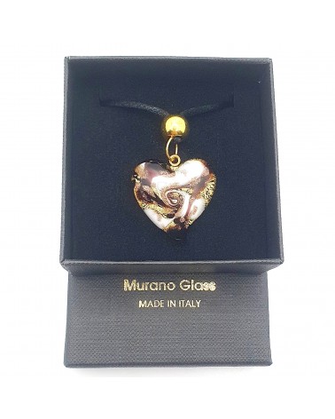 Pendentif cœur vortex en verre de Murano bijoux fantaisies fait à la main