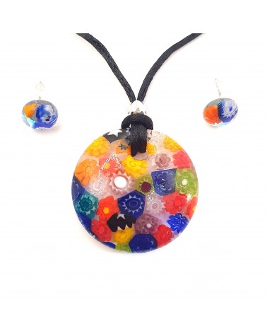 Parure ronde bombée en verre de Murano bijoux fantaisies fait à la main