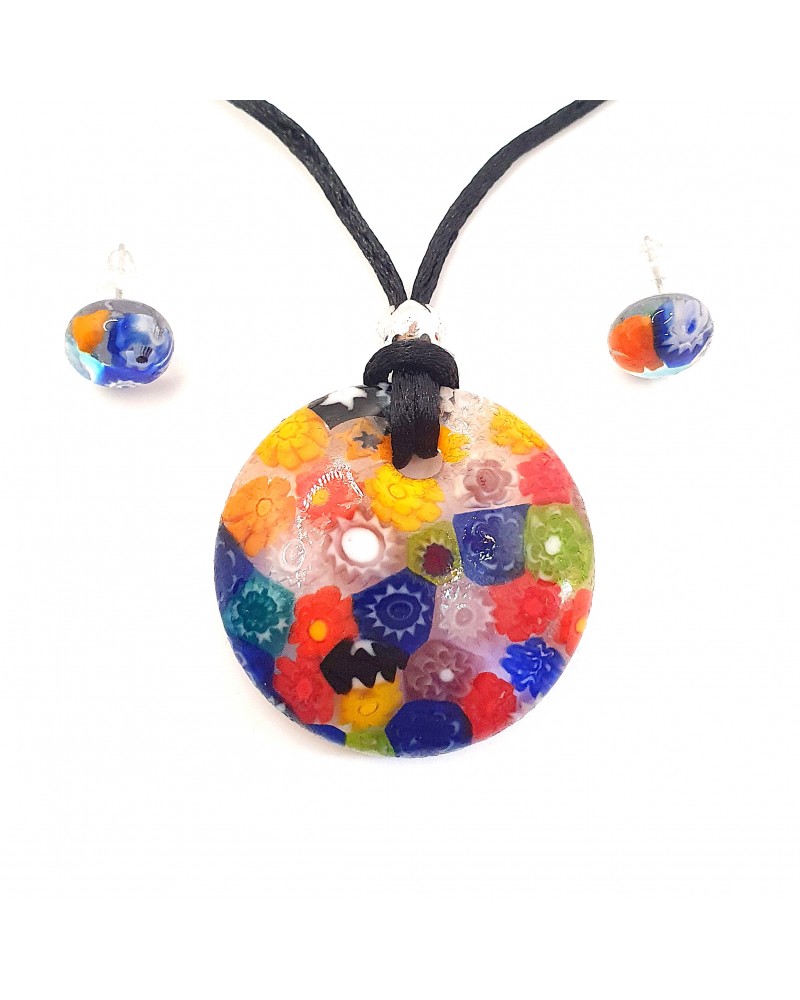 Parure ronde bombée en verre de Murano bijoux fantaisies fait à la main