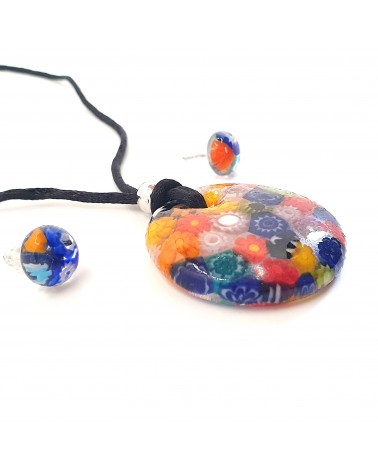 Parure ronde bombée en verre de Murano bijoux fantaisies fait à la main