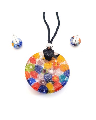 Parure ronde bombée en verre de Murano bijoux fantaisies fait à la main