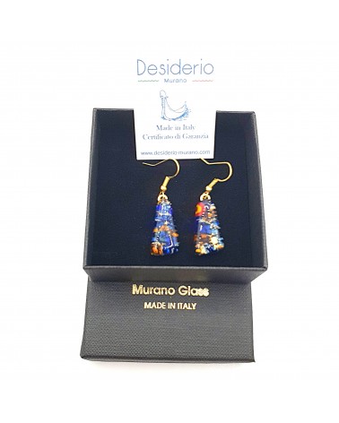 Boucles d'oreilles trapèze en verre de Murano made in Italy bijoux