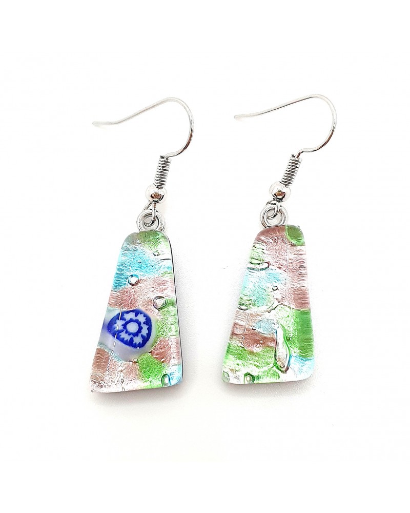 Boucles d'oreilles trapèze en verre de Murano made in Italy bijoux