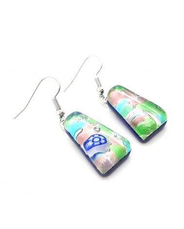 Boucles d'oreilles trapèze en verre de Murano made in Italy bijoux