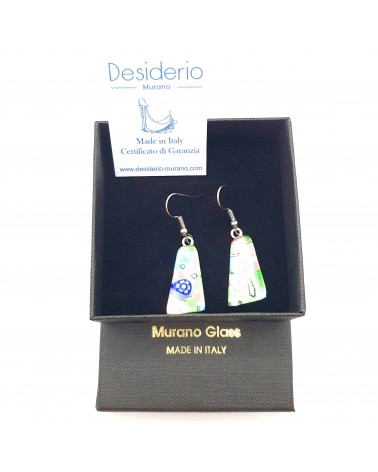 Boucles d'oreilles trapèze en verre de Murano made in Italy bijoux