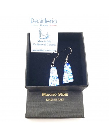 Boucles d'oreilles trapèze en verre de Murano made in Italy bijoux