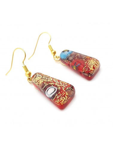 Boucles d'oreilles trapèze en verre de Murano made in Italy bijoux