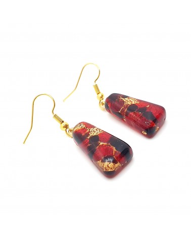 boucles d'oreilles trapèze verre Murano azur bijoux fantaisies