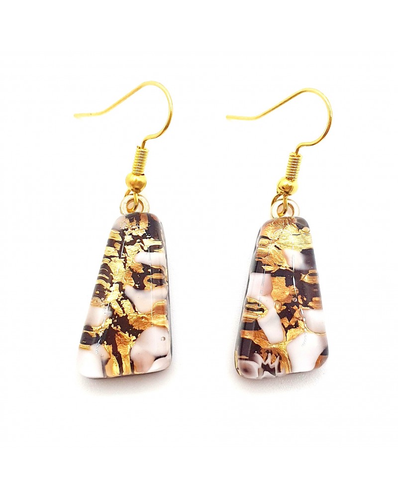 Boucles d'oreilles trapèze en verre de Murano mauve bijoux fantaisies artisans italiens
