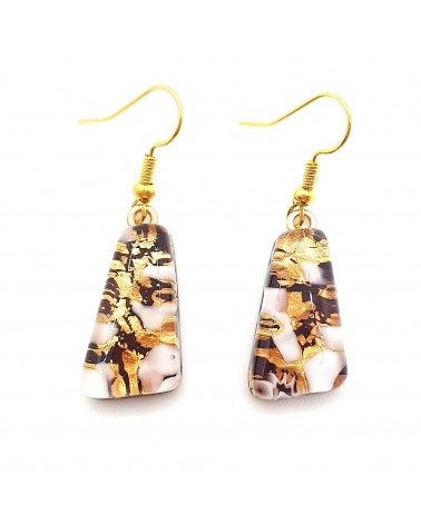 Boucles d'oreilles trapèze en verre de Murano mauve bijoux fantaisies artisans italiens
