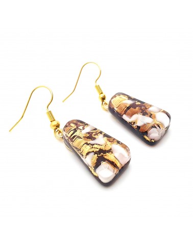 Boucles d'oreilles trapèze en verre de Murano mauve bijoux fantaisies artisans italiens