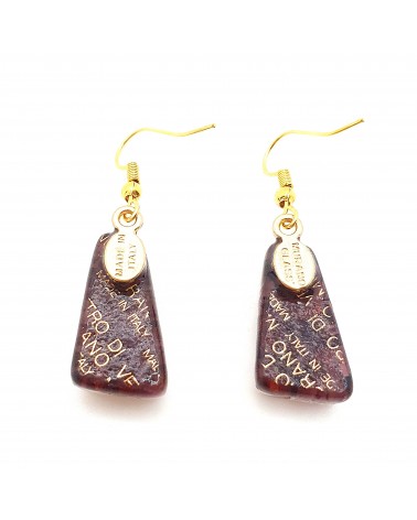 Boucles d'oreilles trapèze en verre de Murano mauve bijoux fantaisies artisans italiens