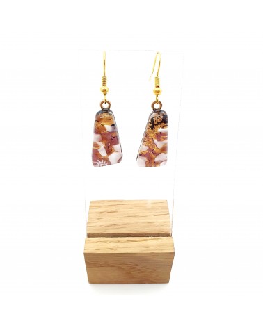 Boucles d'oreilles trapèze en verre de Murano mauve bijoux fantaisies artisans italiens