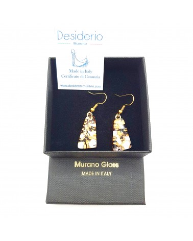 Boucles d'oreilles trapèze en verre de Murano mauve bijoux fantaisies artisans italiens