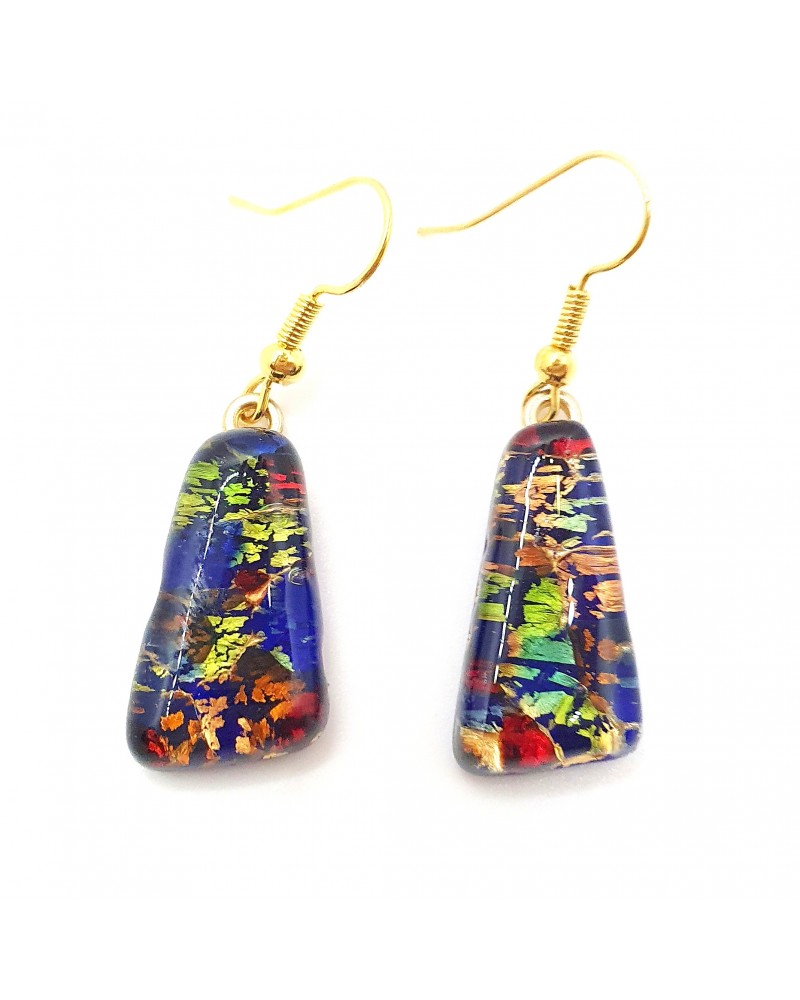 Boucles d'oreilles trapèze en verre de Murano rouge bijoux fantaisies créateurs italiens