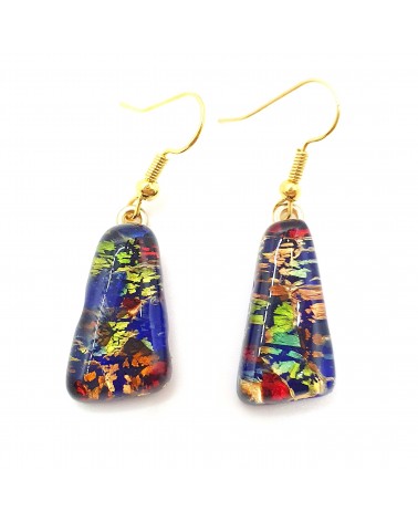 Boucles d'oreilles trapèze en verre de Murano rouge bijoux fantaisies créateurs italiens