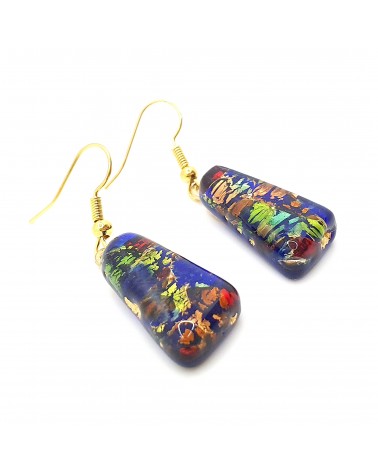 Boucles d'oreilles trapèze en verre de Murano rouge bijoux fantaisies créateurs italiens