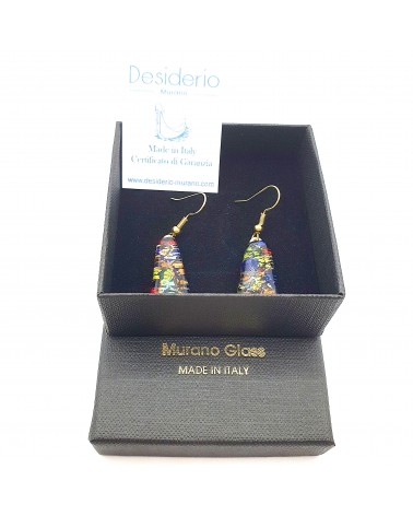 Boucles d'oreilles trapèze en verre de Murano rouge bijoux fantaisies créateurs italiens