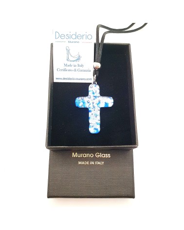 Pendentif croix en verre de Murano bijoux fantaisies verre de Murano