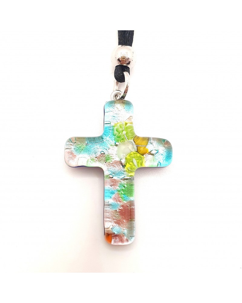 Pendentif croix en verre de Murano bijoux fantaisies verre de Murano