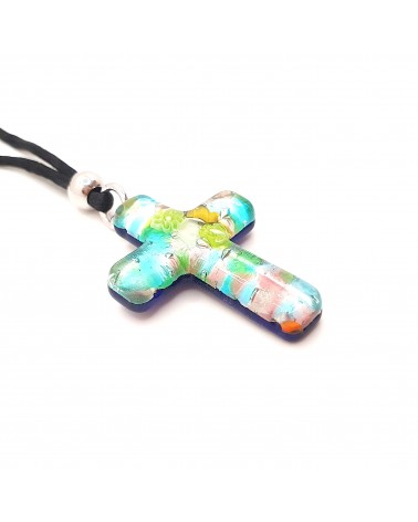 Pendentif croix en verre de Murano bijoux fantaisies verre de Murano