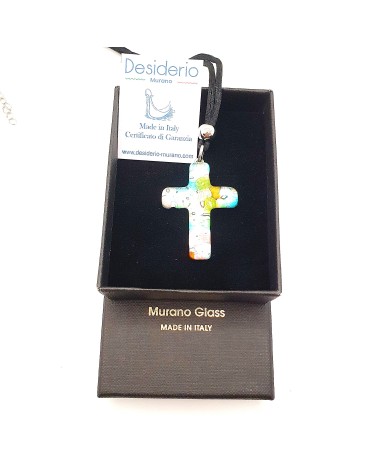 Pendentif croix en verre de Murano bijoux fantaisies verre de Murano