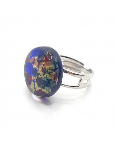 Bague ronde verre Murano bijoux fantaisies made in Italie