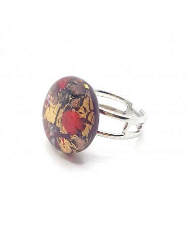 Bague ronde verre Murano bijoux fantaisies made in Italie