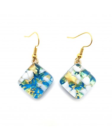 Grandes boucles d'oreilles carré en verre de Murano bijoux fantaisies fait à la main Bijoux Murano