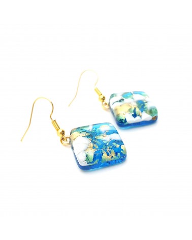 Grandes boucles d'oreilles carré en verre de Murano bijoux fantaisies fait à la main Bijoux Murano