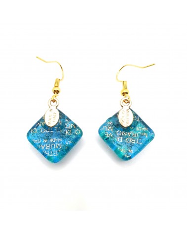 Grandes boucles d'oreilles carré en verre de Murano bijoux fantaisies fait à la main Bijoux Murano