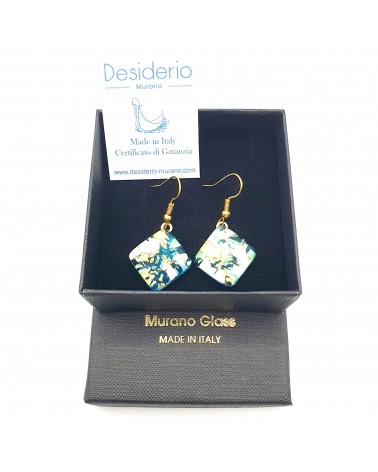 Grandes boucles d'oreilles carré en verre de Murano bijoux fantaisies fait à la main Bijoux Murano